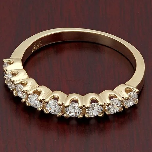 9 Round Stones Cubic Zirconia Band Yellow Gold