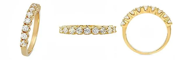 9 Round Stones Cubic Zirconia Band Yellow Gold