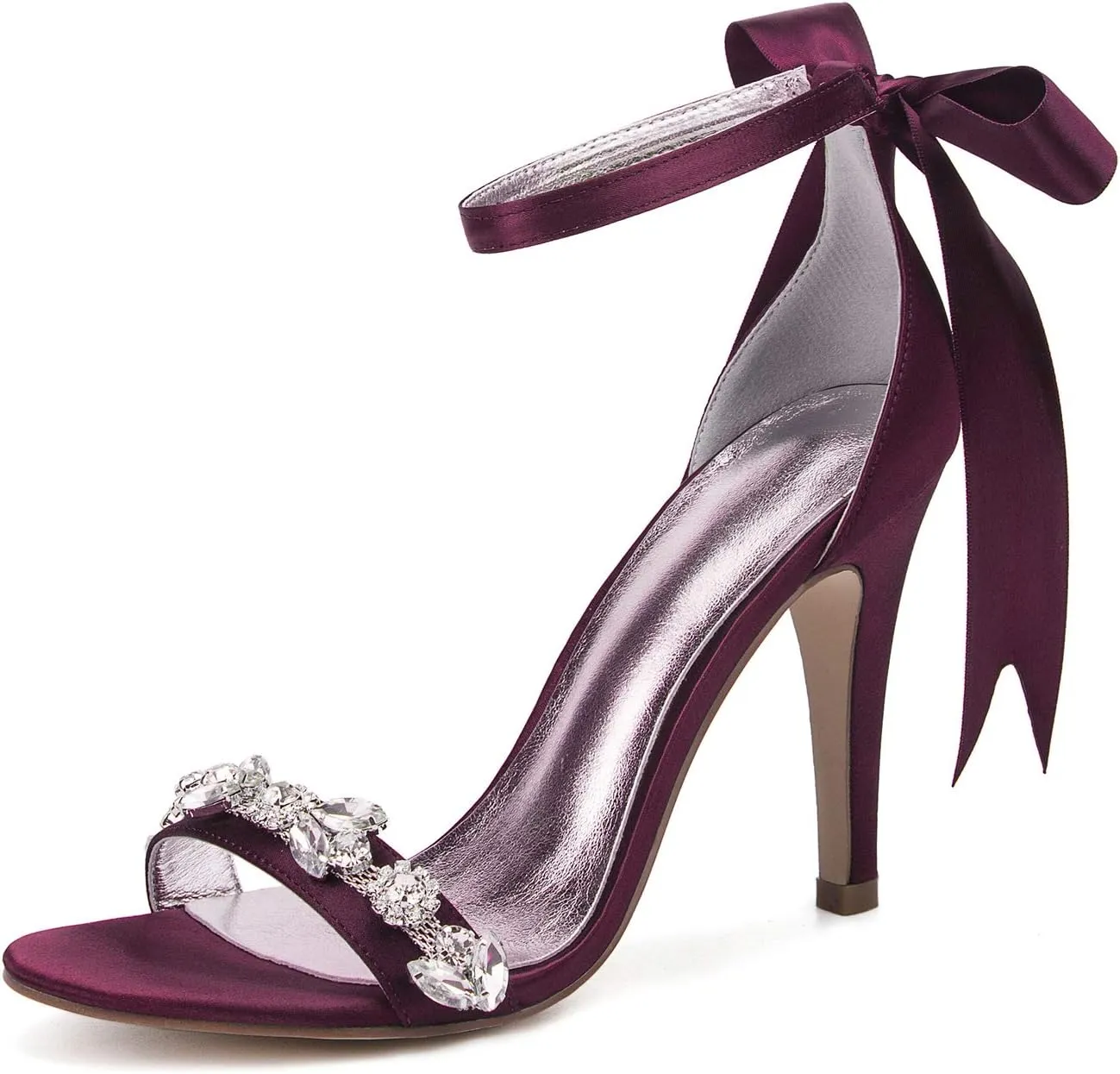 ADMLZQQ Women Rhinestone Elegant Stiletto Bridal Sandals for Wedding Pointed Toe Dressy Strappy Party Evening Heels