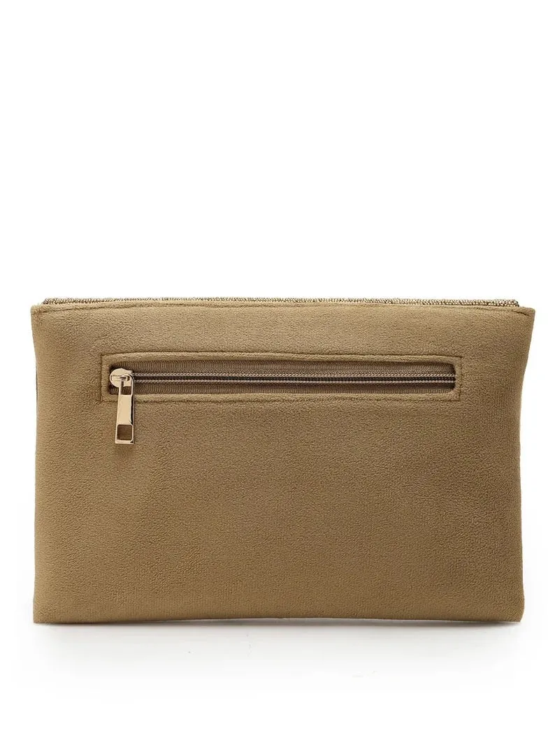 Adorn Embellished Suede Clutch