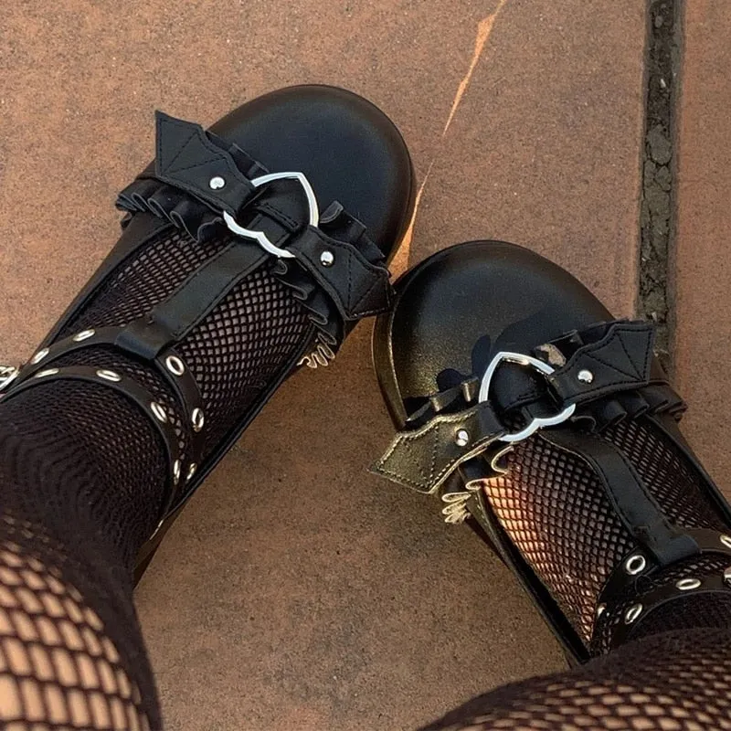 Amozae-Back to college New Sweet Heart Buckle Wedges Mary Janes Women Pink T-Strap Chunky Platform Lolita Shoes Woman Punk Gothic Cosplay Shoes 43