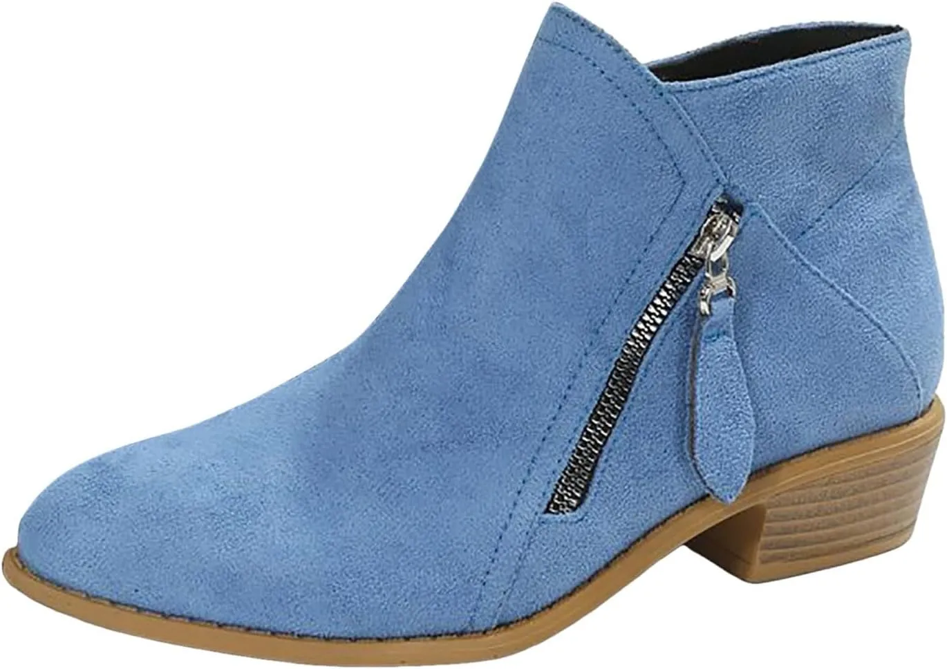 Ankle Boots for Women, Black Boots for Women, Fashion Comfortable Soft Sole Outdoor Casual Suede Zipper Short Boots
