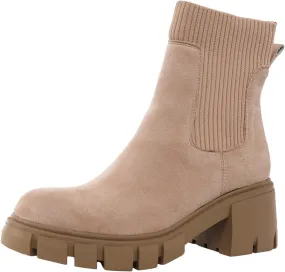 Ankle Boots for Women Western Faux Suede Chelsea Boots Elastic Chunky Block Heel Platform Slip on Fashion Causal Booties