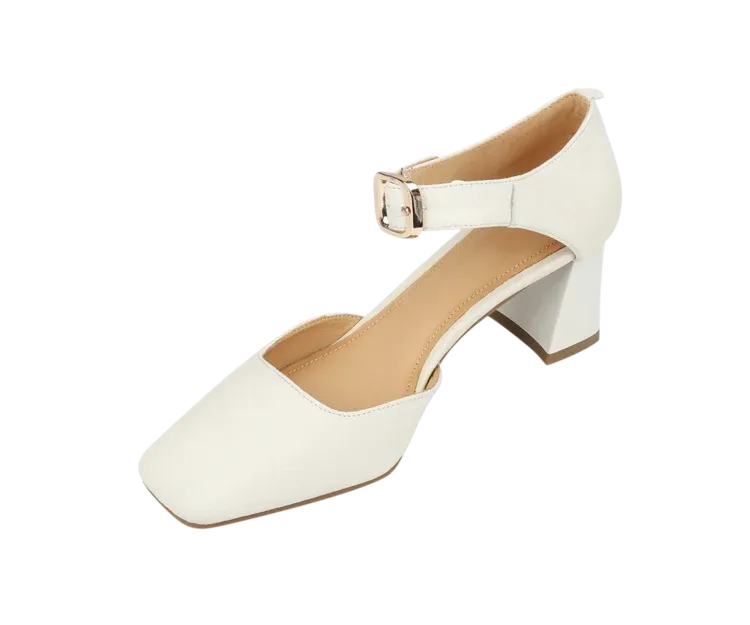 binfenxie Sheep Suede Leather Shoes Women Summer/Spring Women Sandals Square Toe High Heels Cover Heel Shoes for Women Retro Mary Janes