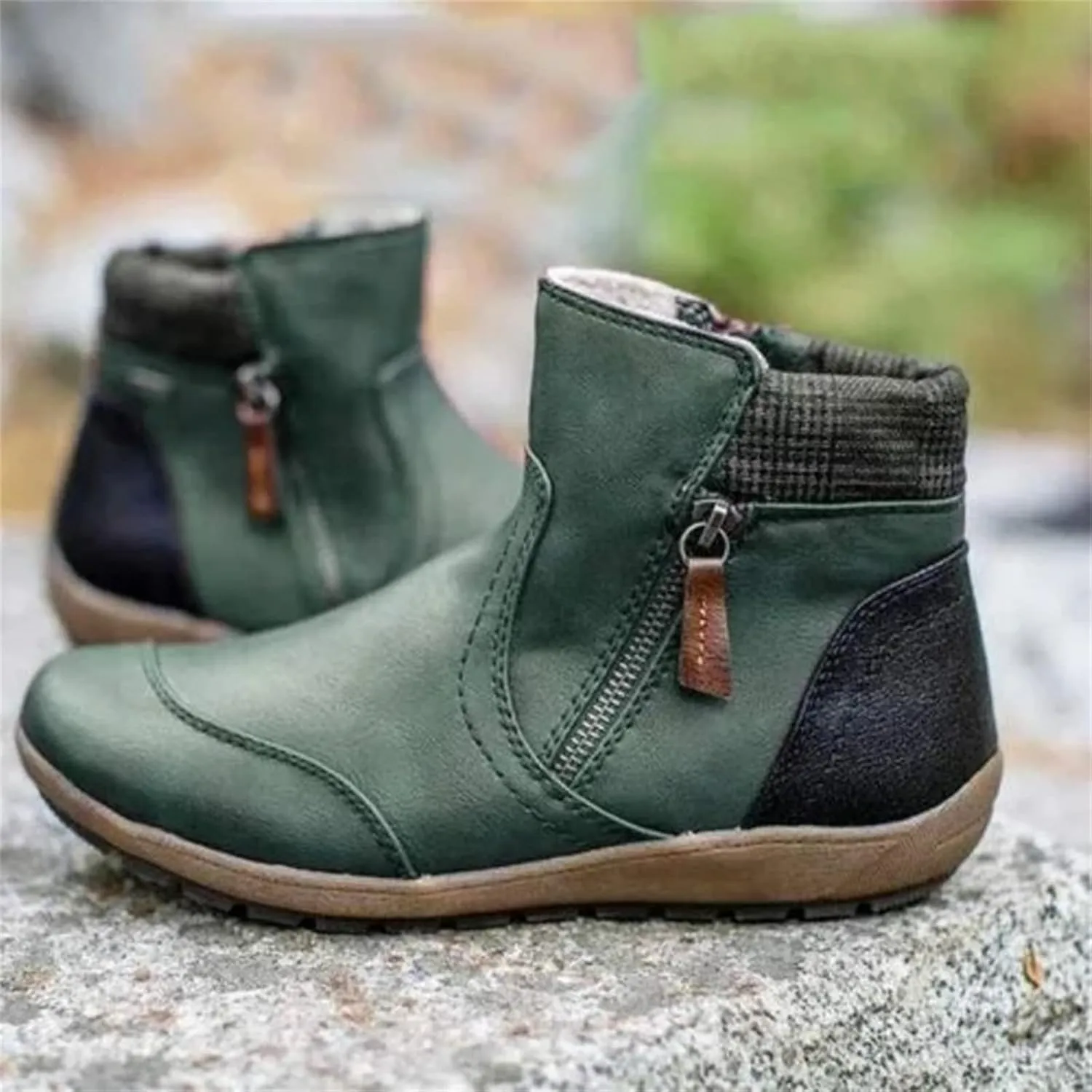 Boots For Women 2024 No Heel Cowgirl Ankle Boots Western Cowboy Boots Fashion Casual Short Booties Walking Shoes