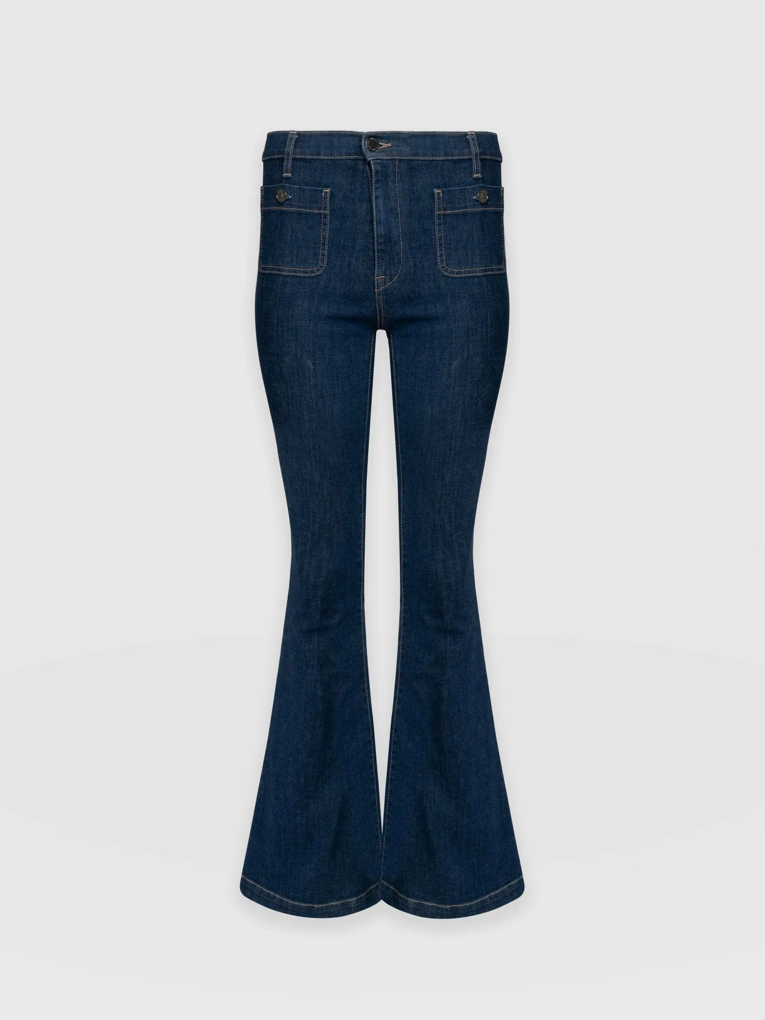 Bowie Stretch Flare Jeans - Mid Blue