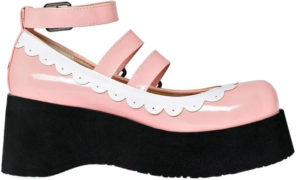 Caradise Womens Platform Mary Jane Wedges Cute Goth Lolita Cosplay Dress Shoes