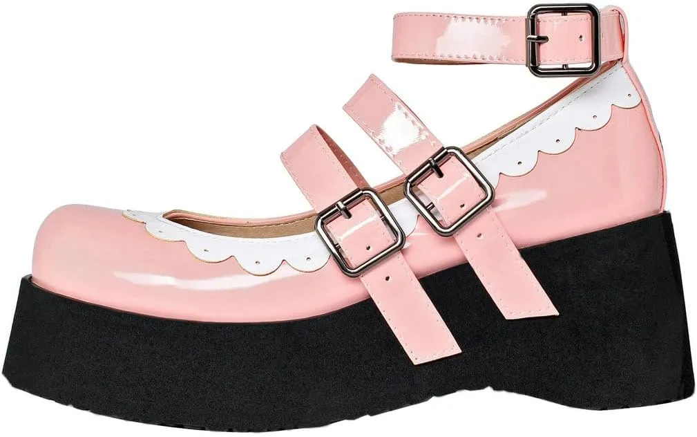 Caradise Womens Platform Mary Jane Wedges Cute Goth Lolita Cosplay Dress Shoes