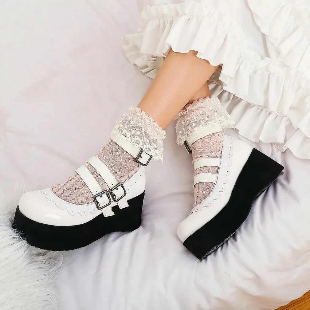 Caradise Womens Platform Mary Jane Wedges Cute Goth Lolita Cosplay Dress Shoes