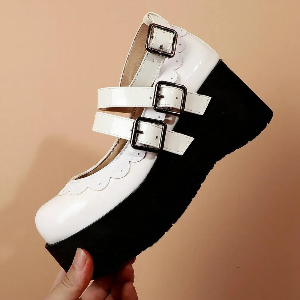 Caradise Womens Platform Mary Jane Wedges Cute Goth Lolita Cosplay Dress Shoes