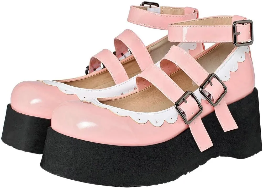 Caradise Womens Platform Mary Jane Wedges Cute Goth Lolita Cosplay Dress Shoes