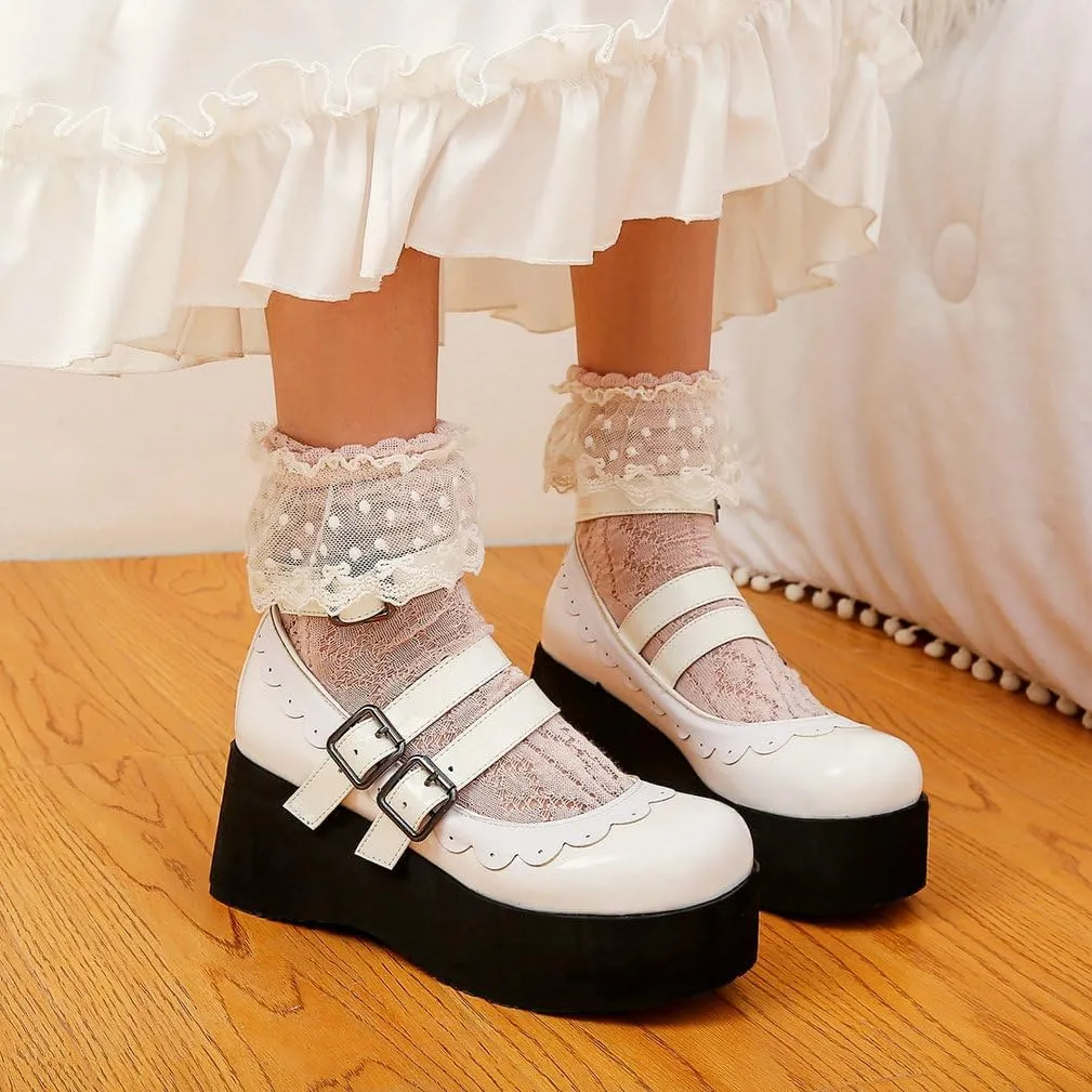 Caradise Womens Platform Mary Jane Wedges Cute Goth Lolita Cosplay Dress Shoes