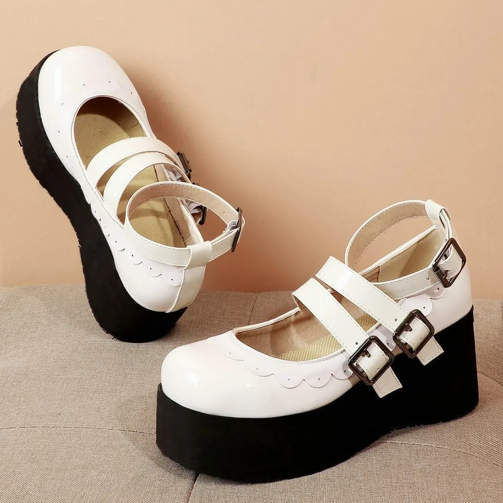 Caradise Womens Platform Mary Jane Wedges Cute Goth Lolita Cosplay Dress Shoes
