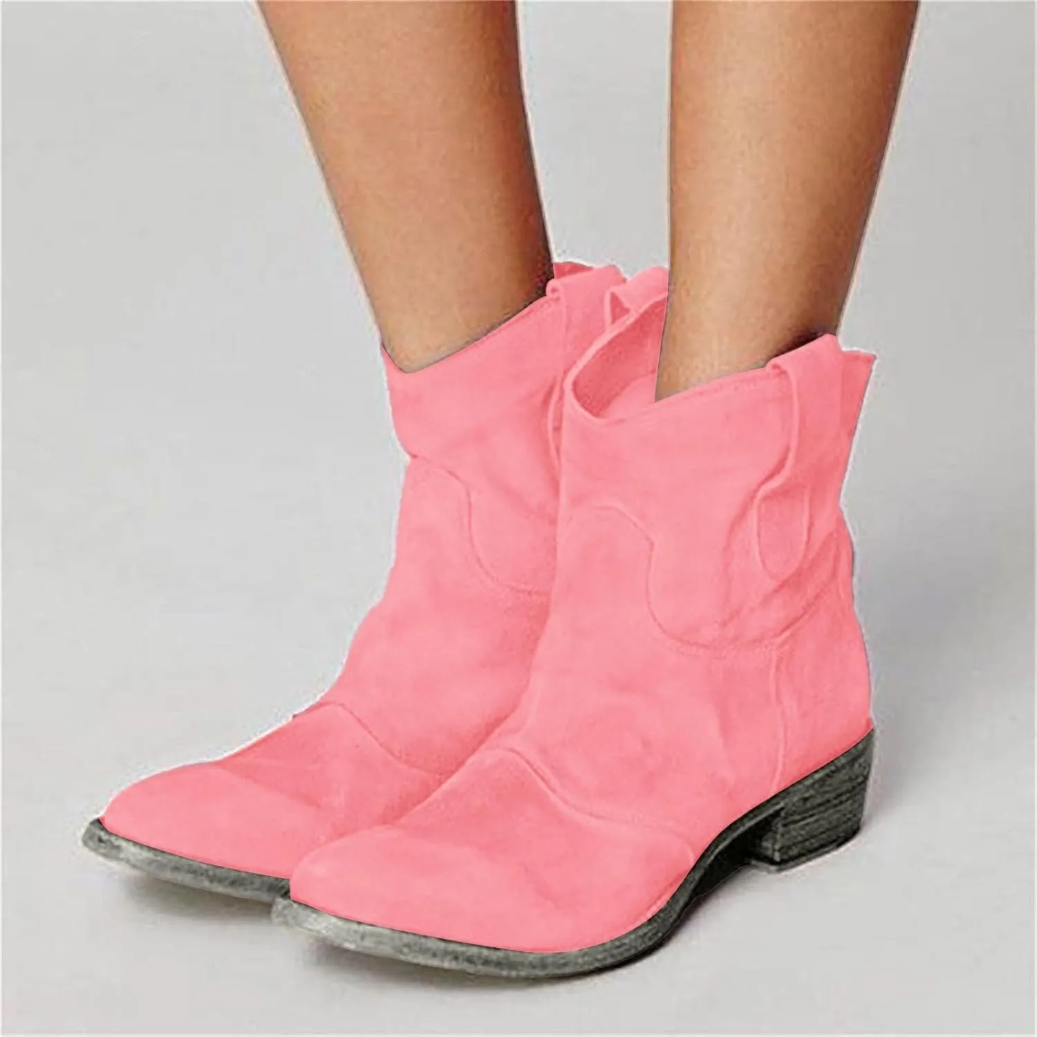 Cathalem Cowgirl Boots for Women, Women Chelsea Cowgirl Cowboy Western Stitched Ankle Boots Pointed Toe Short Booties