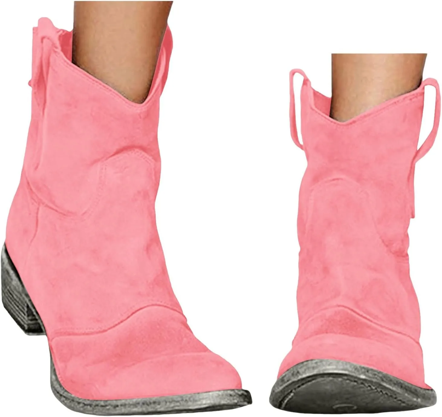 Cathalem Cowgirl Boots for Women, Women Chelsea Cowgirl Cowboy Western Stitched Ankle Boots Pointed Toe Short Booties