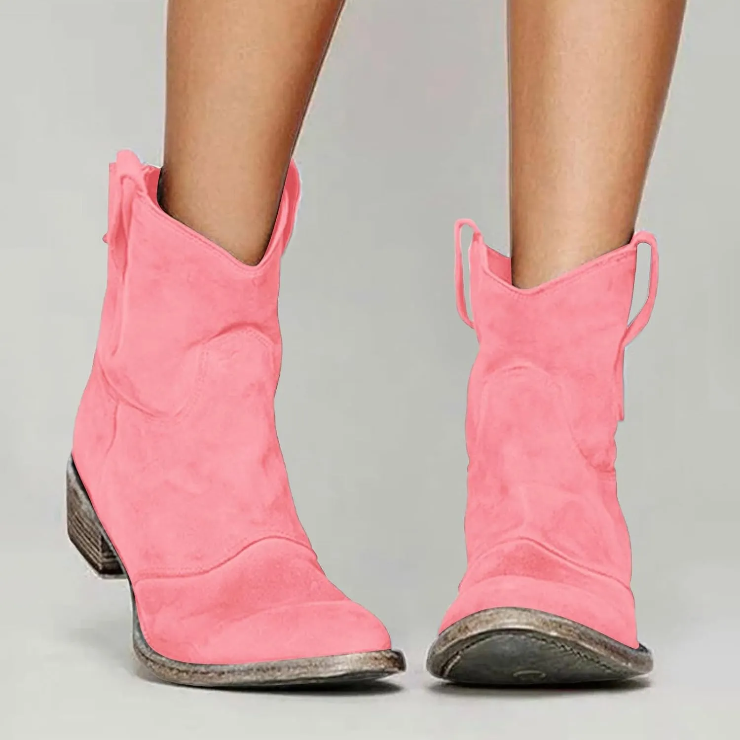 Cathalem Cowgirl Boots for Women, Women Chelsea Cowgirl Cowboy Western Stitched Ankle Boots Pointed Toe Short Booties