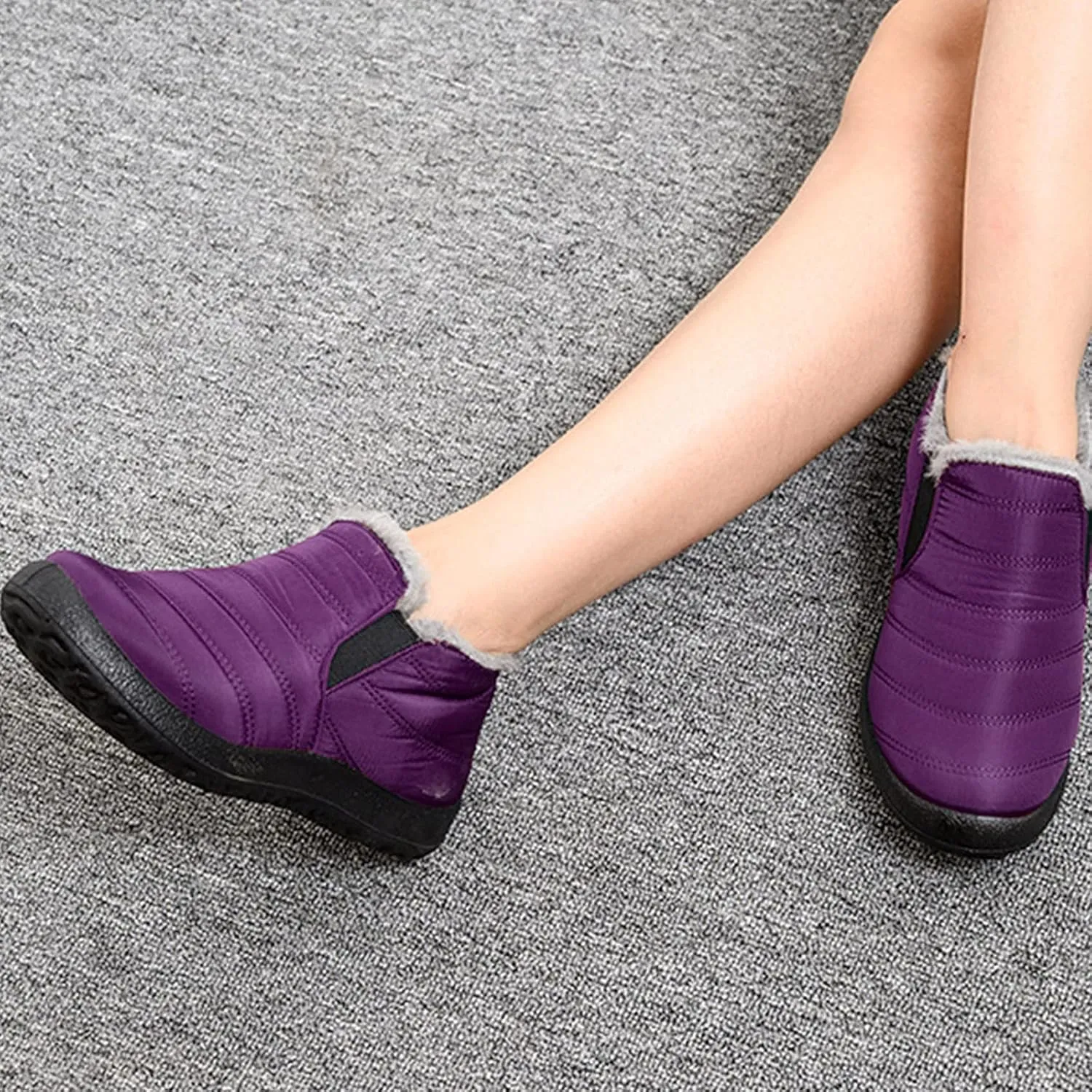 Cathalem Winter Boots for Women, Womens Snow Boots Warm Ankle Bootie Comfortable Slip On Outdoor Fur Lined Winter Shoe
