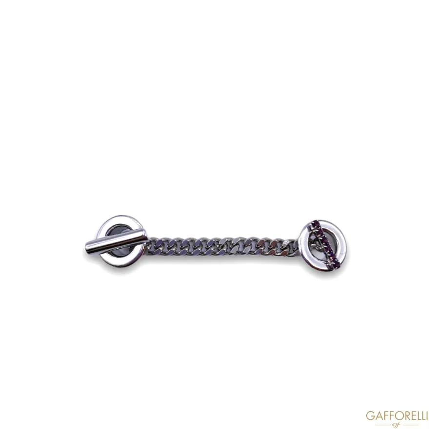 Chain Toggles with Silver Eyelet Hooks and Rhinestones A402 - Gafforelli Srl