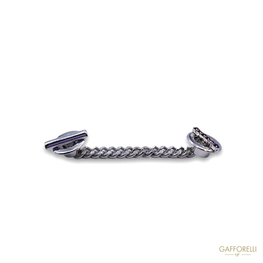 Chain Toggles with Silver Eyelet Hooks and Rhinestones A402 - Gafforelli Srl