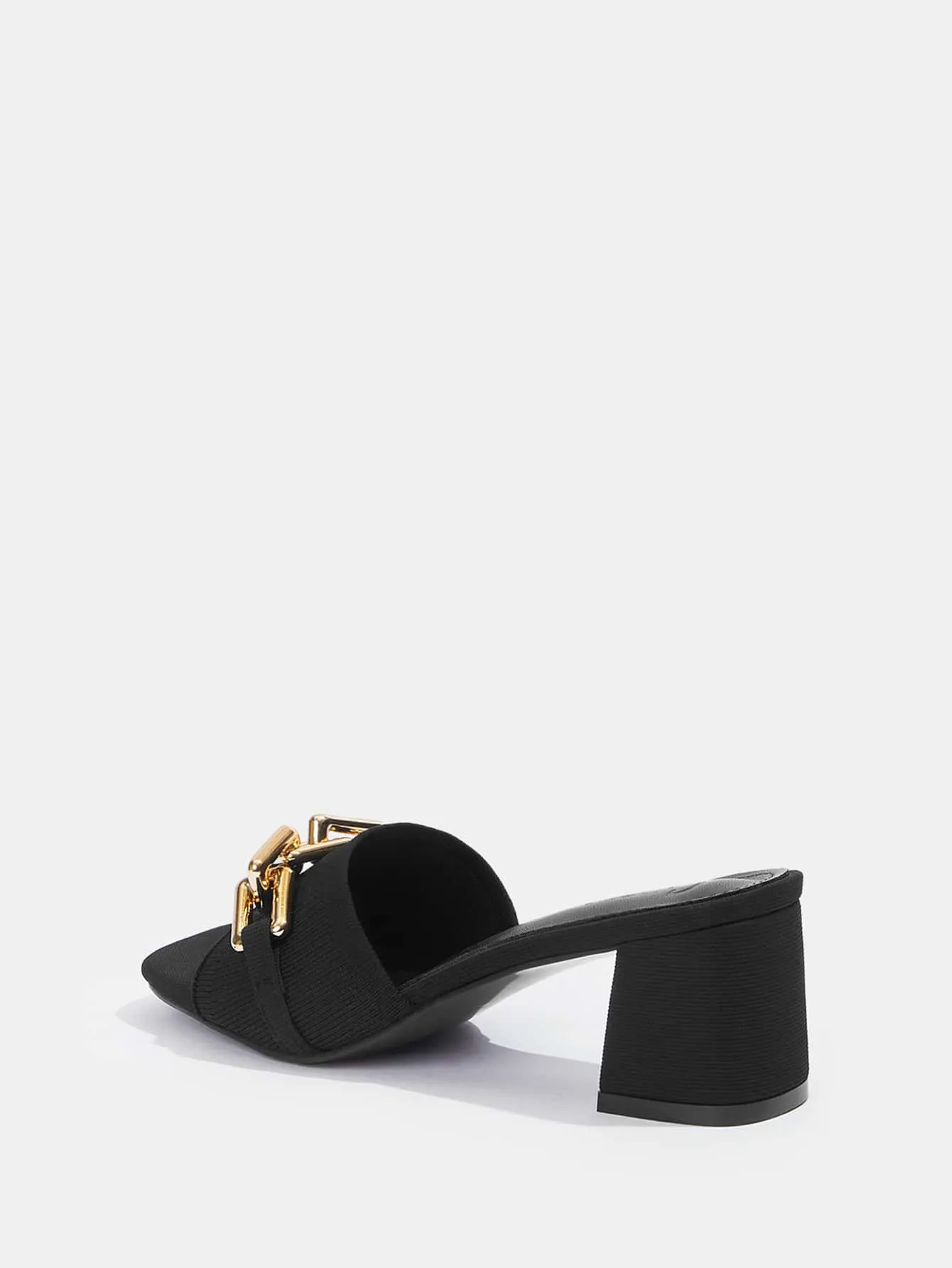 CUCCOO BIZCHIC Woman Shoes Chain Decor Chunky Heeled Mule Sandals, Fashion Summer Heeled Sandals For Spring And Summer Vacation Shoes Summer Sale Back To School Shoes College Student Shoes
