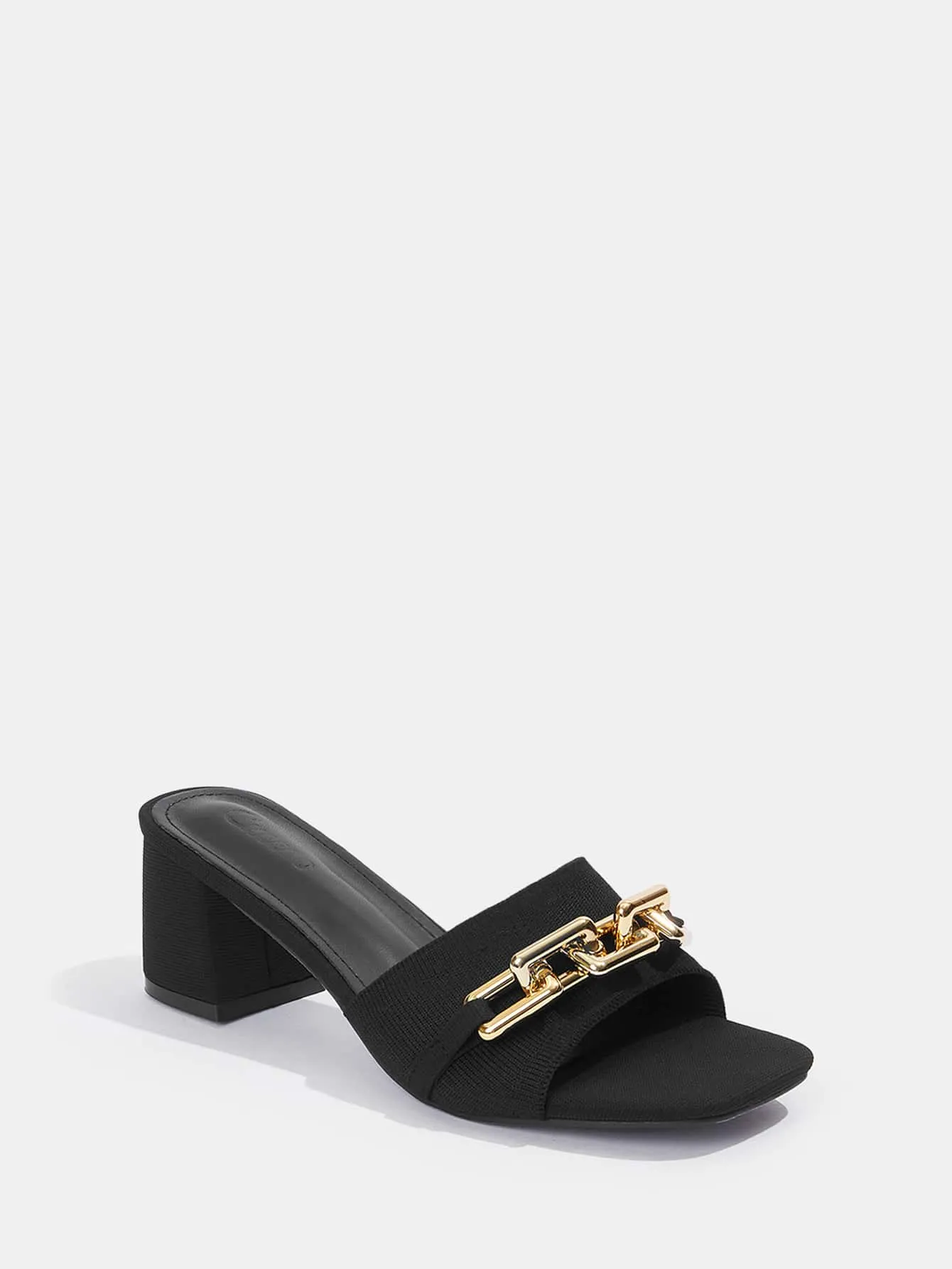 CUCCOO BIZCHIC Woman Shoes Chain Decor Chunky Heeled Mule Sandals, Fashion Summer Heeled Sandals For Spring And Summer Vacation Shoes Summer Sale Back To School Shoes College Student Shoes