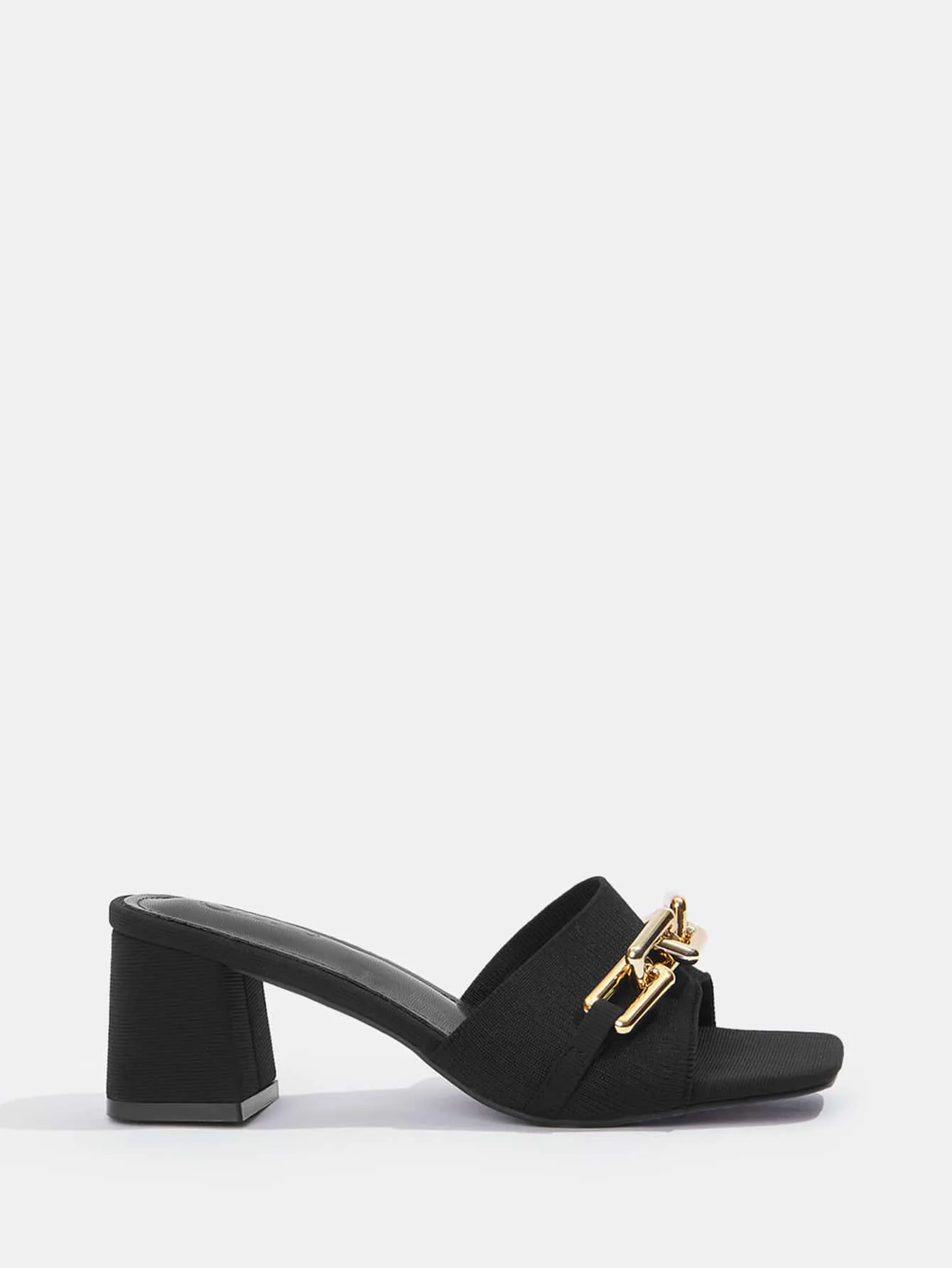 CUCCOO BIZCHIC Woman Shoes Chain Decor Chunky Heeled Mule Sandals, Fashion Summer Heeled Sandals For Spring And Summer Vacation Shoes Summer Sale Back To School Shoes College Student Shoes