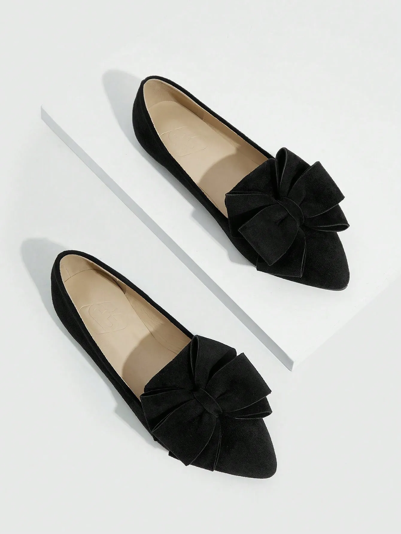 CUCCOO CHICEST Woman Shoes Bow Decor Elegant Point Toe Ballet Fashion Black Outdoor Faux Suede Flats For Summer Vacation Shoes Summer Sale Elegant Flats