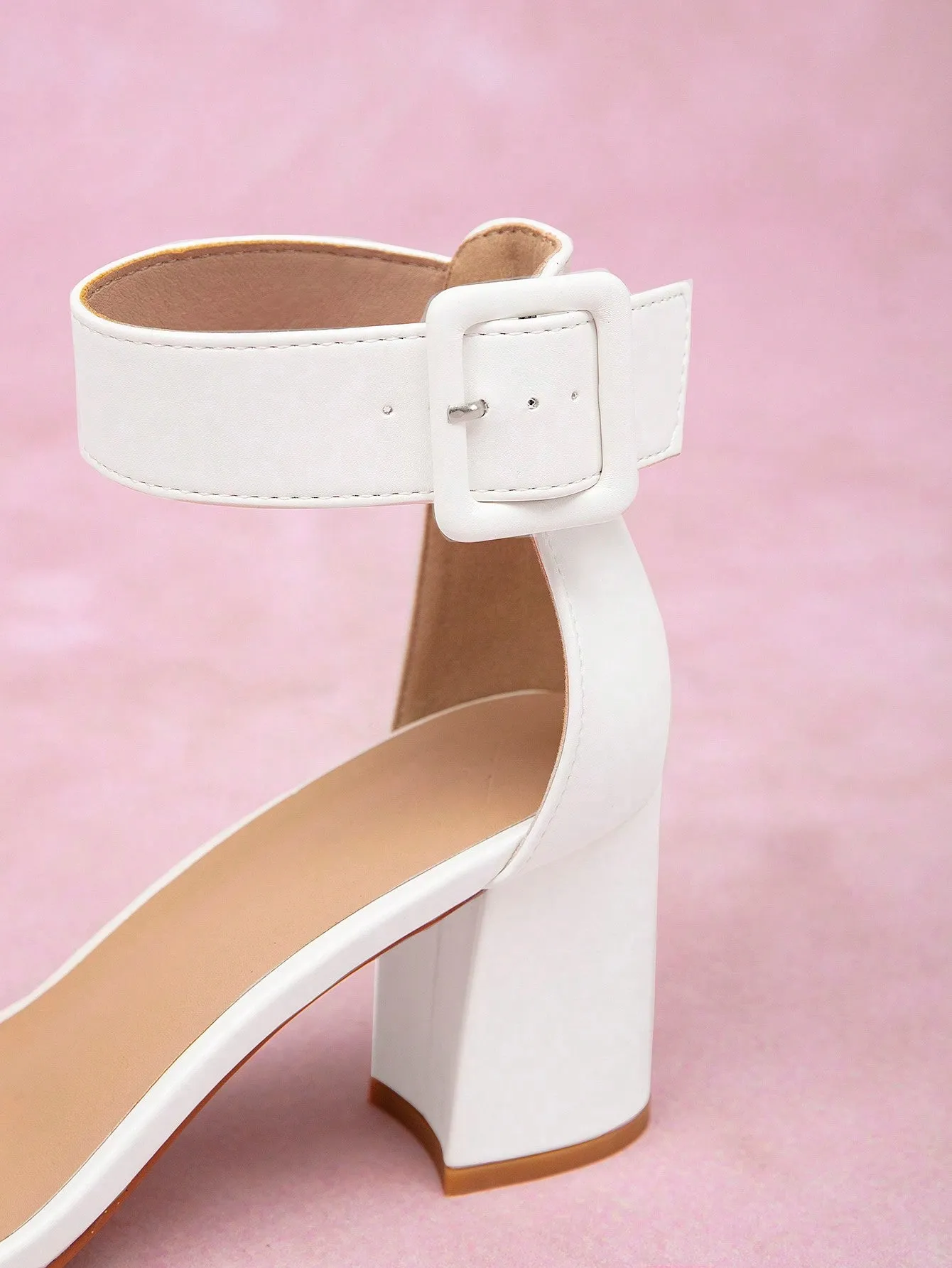 CUCCOO CURVES Women's White Fashionable Ankle Strap High Heel Sandals With Classic Wide Strap, Comfortable, Wide Fit, Plus Size Vacation Shoes Summer Sale