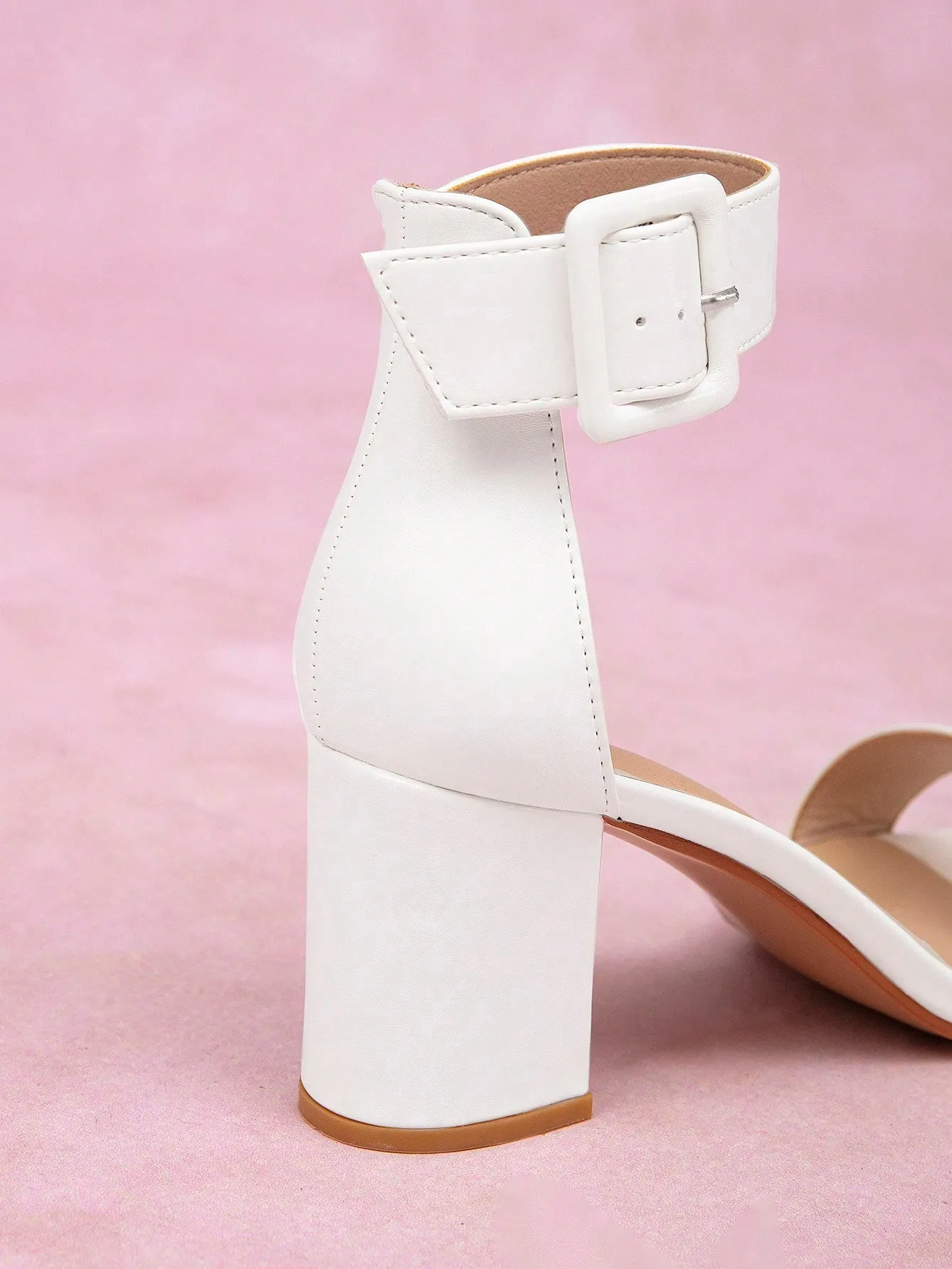 CUCCOO CURVES Women's White Fashionable Ankle Strap High Heel Sandals With Classic Wide Strap, Comfortable, Wide Fit, Plus Size Vacation Shoes Summer Sale