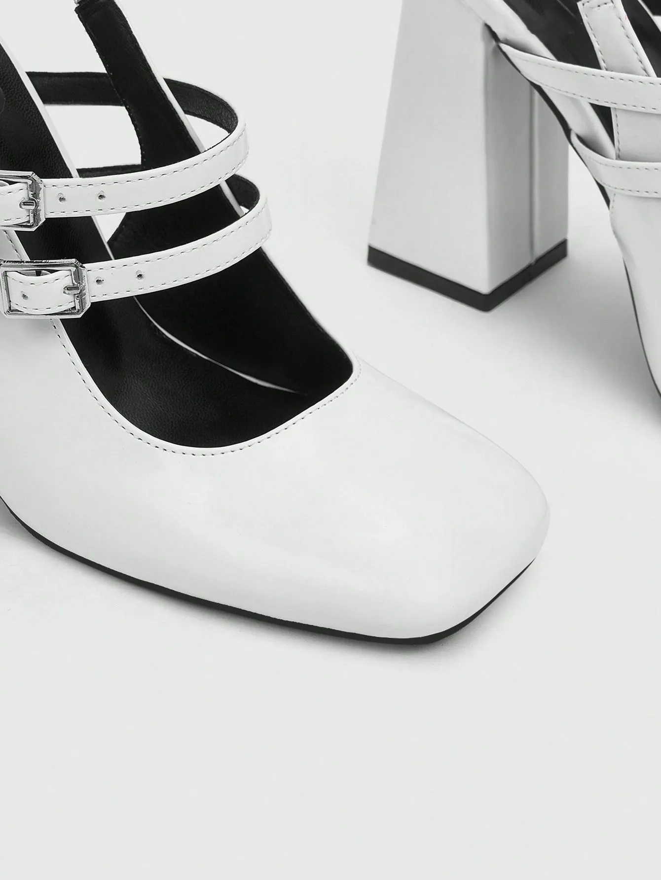 CUCCOO DOLLMOD Woman Shoes Mary Jane Style Pumps With Chunky Block Heels And Square Toe - French Style For Spring And Summer Vacation Shoes Summer Sale