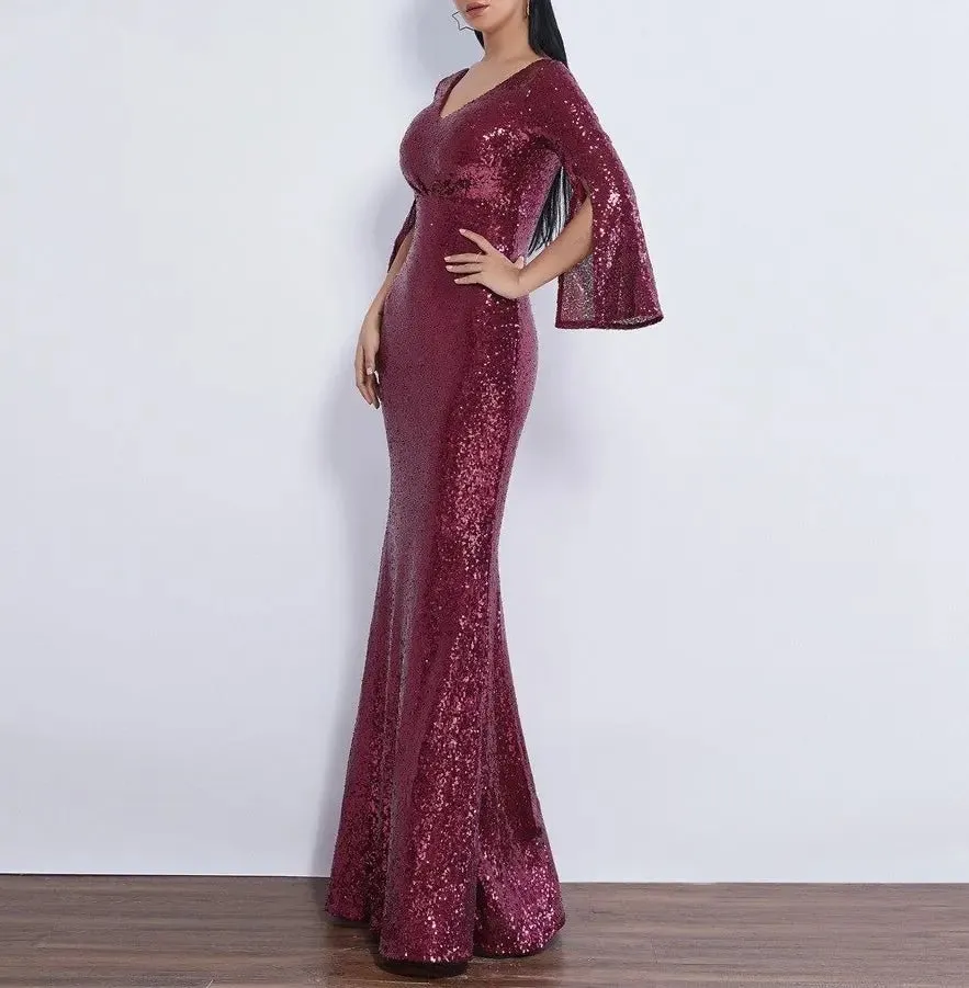 Farah Shinny Sequin Long Evening dress