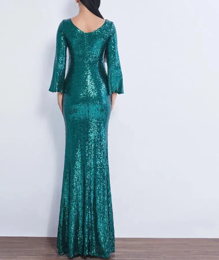 Farah Shinny Sequin Long Evening dress
