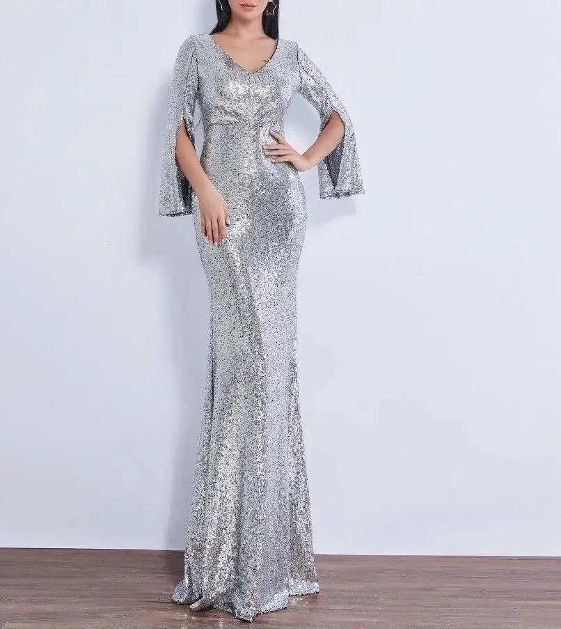 Farah Shinny Sequin Long Evening dress