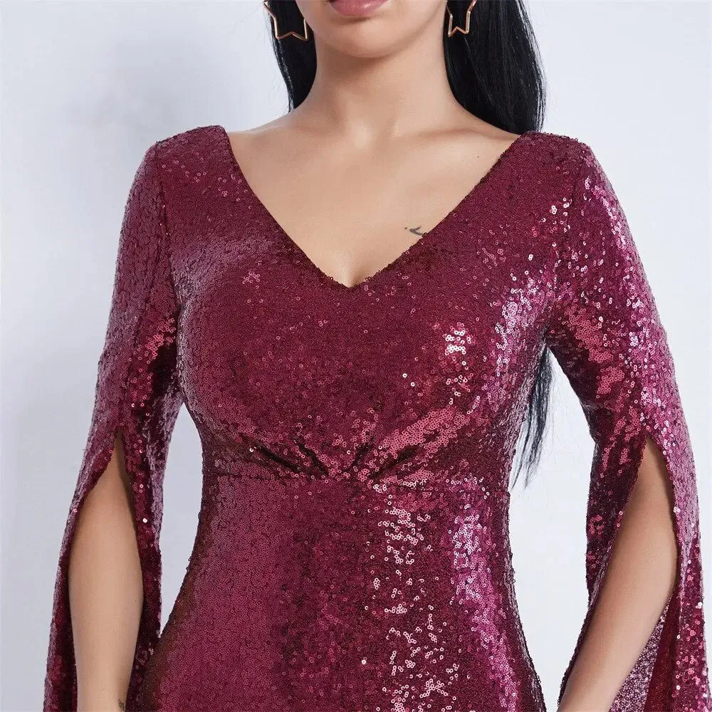 Farah Shinny Sequin Long Evening dress