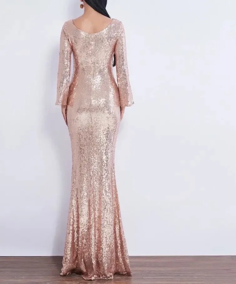 Farah Shinny Sequin Long Evening dress