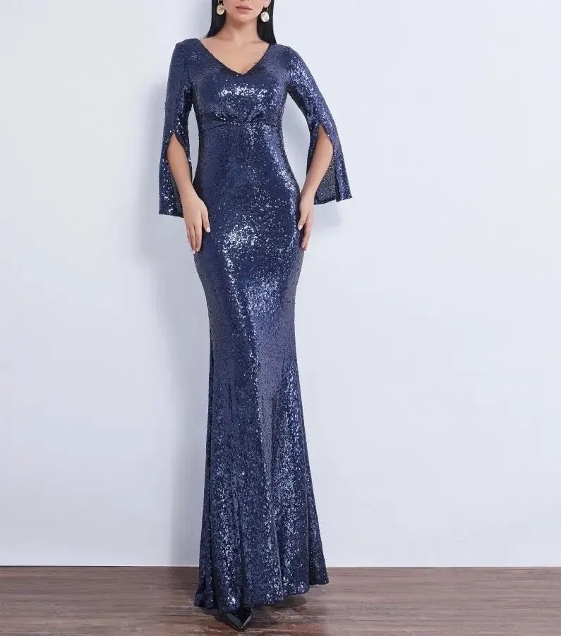 Farah Shinny Sequin Long Evening dress