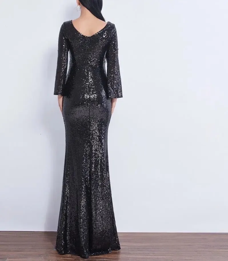 Farah Shinny Sequin Long Evening dress