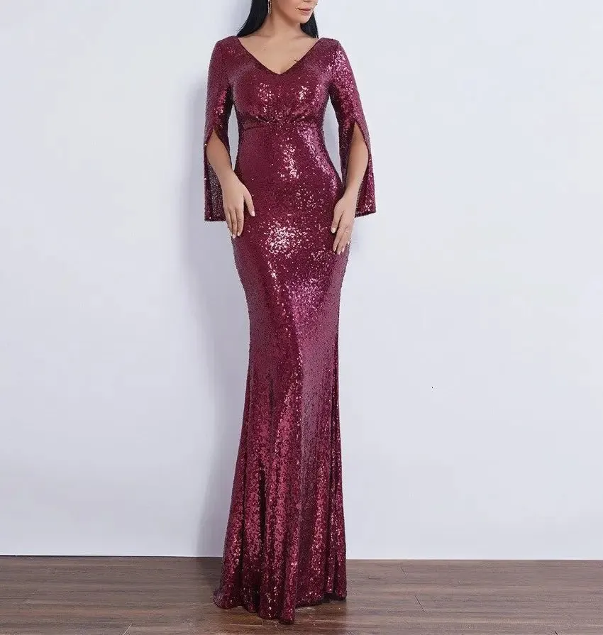 Farah Shinny Sequin Long Evening dress