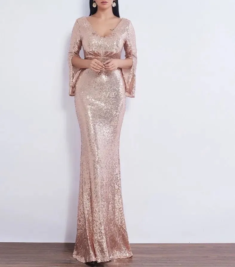 Farah Shinny Sequin Long Evening dress