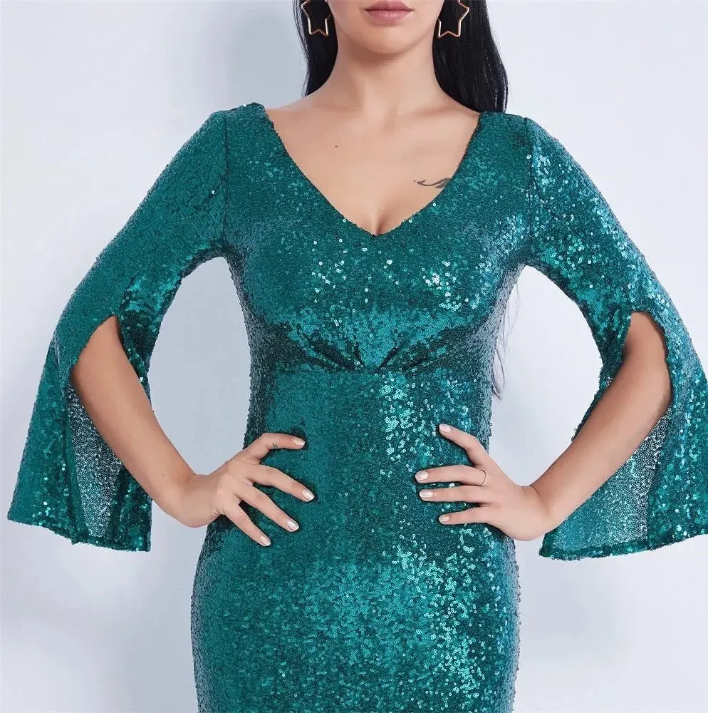 Farah Shinny Sequin Long Evening dress