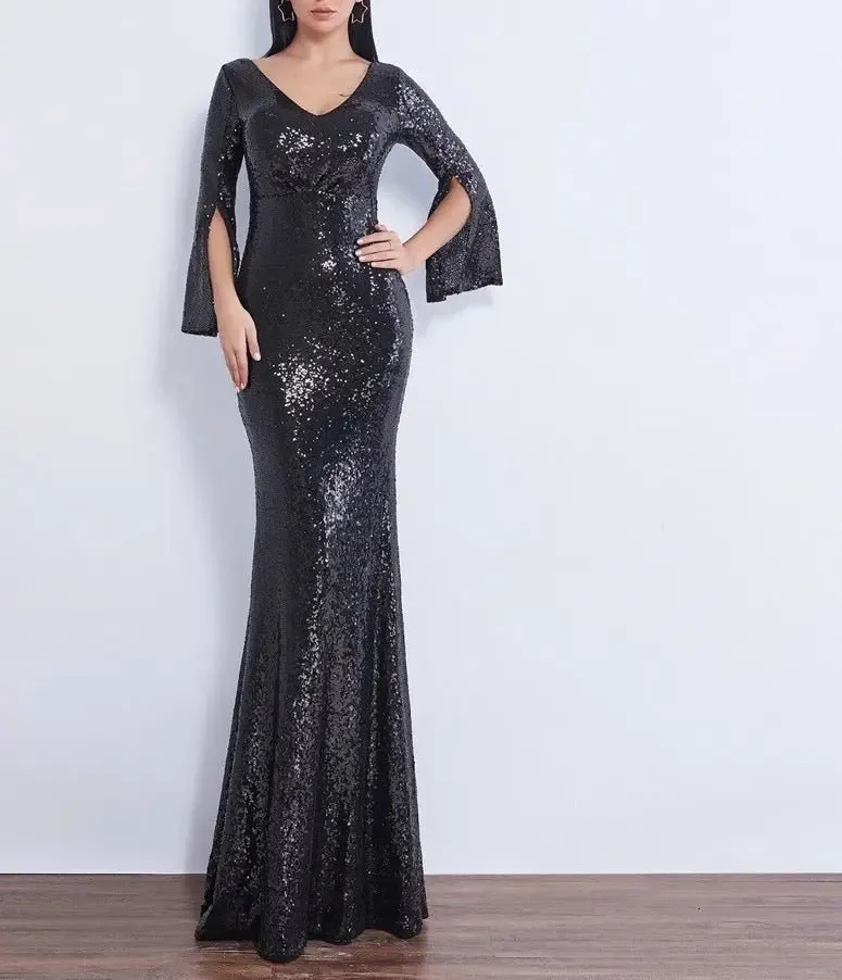 Farah Shinny Sequin Long Evening dress