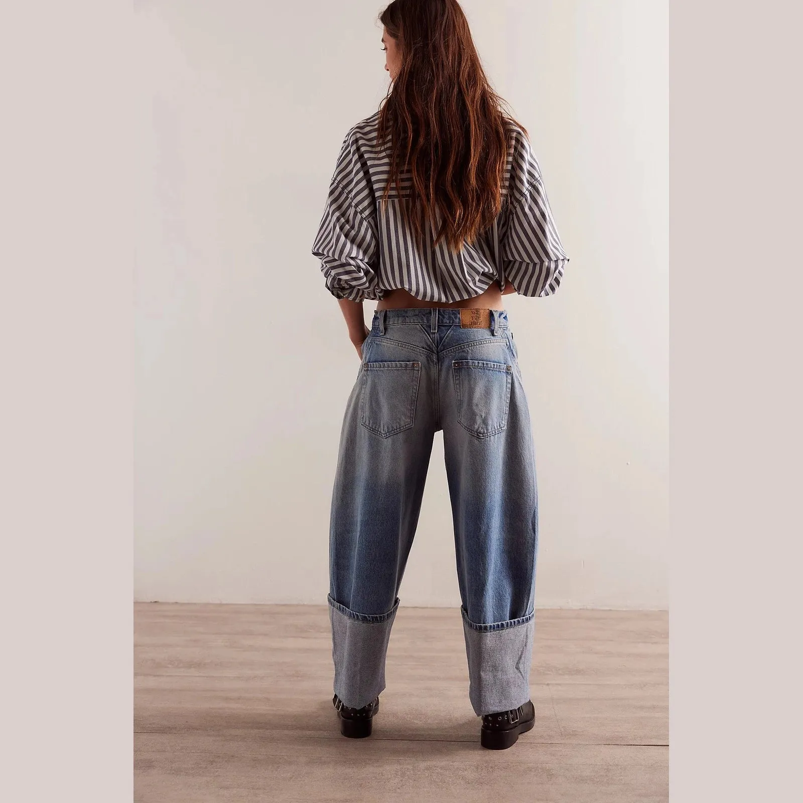 Sure! Here’s an optimized title for the product:

Free People Womens Olsen Cuffed Barrel Jeans - Stylish High-Waisted Denim with Relaxed Fit