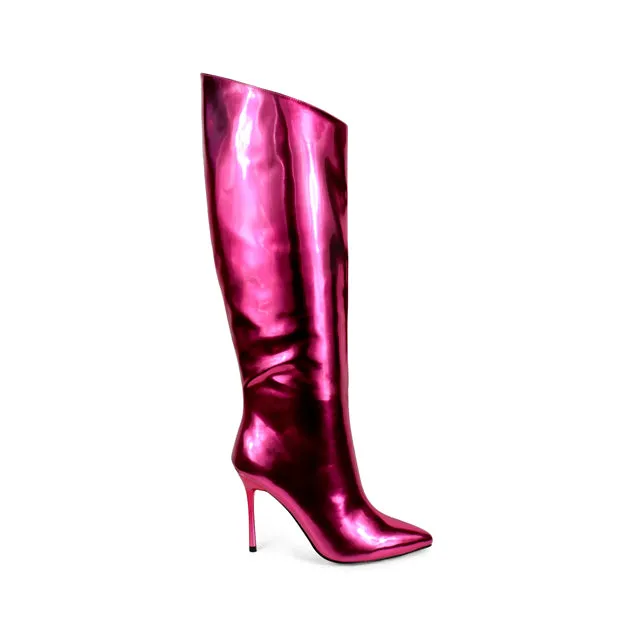 FRENZY-1 Pink Metallic Faux Leather