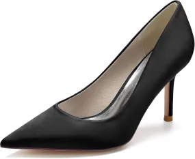 FufoneUS Wedding Bridal Shoes Women's Stiletto High Heel Dress Pumps Pointed Toe Evening Party Shoes,Black,7