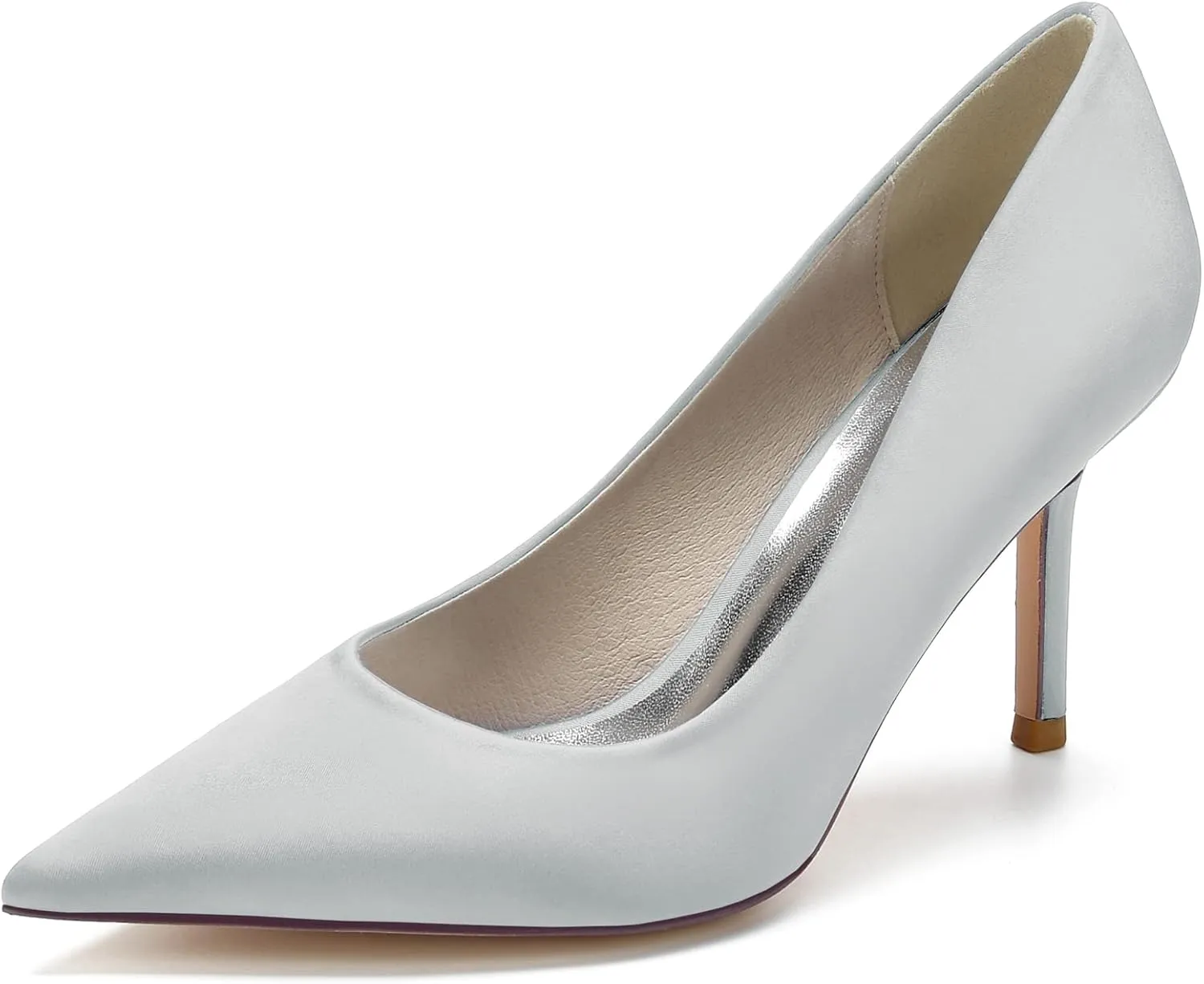 FufoneUS Wedding Bridal Shoes Women's Stiletto High Heel Dress Pumps Pointed Toe Evening Party Shoes,Silver,9
