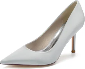 FufoneUS Wedding Bridal Shoes Women's Stiletto High Heel Dress Pumps Pointed Toe Evening Party Shoes,Silver,9