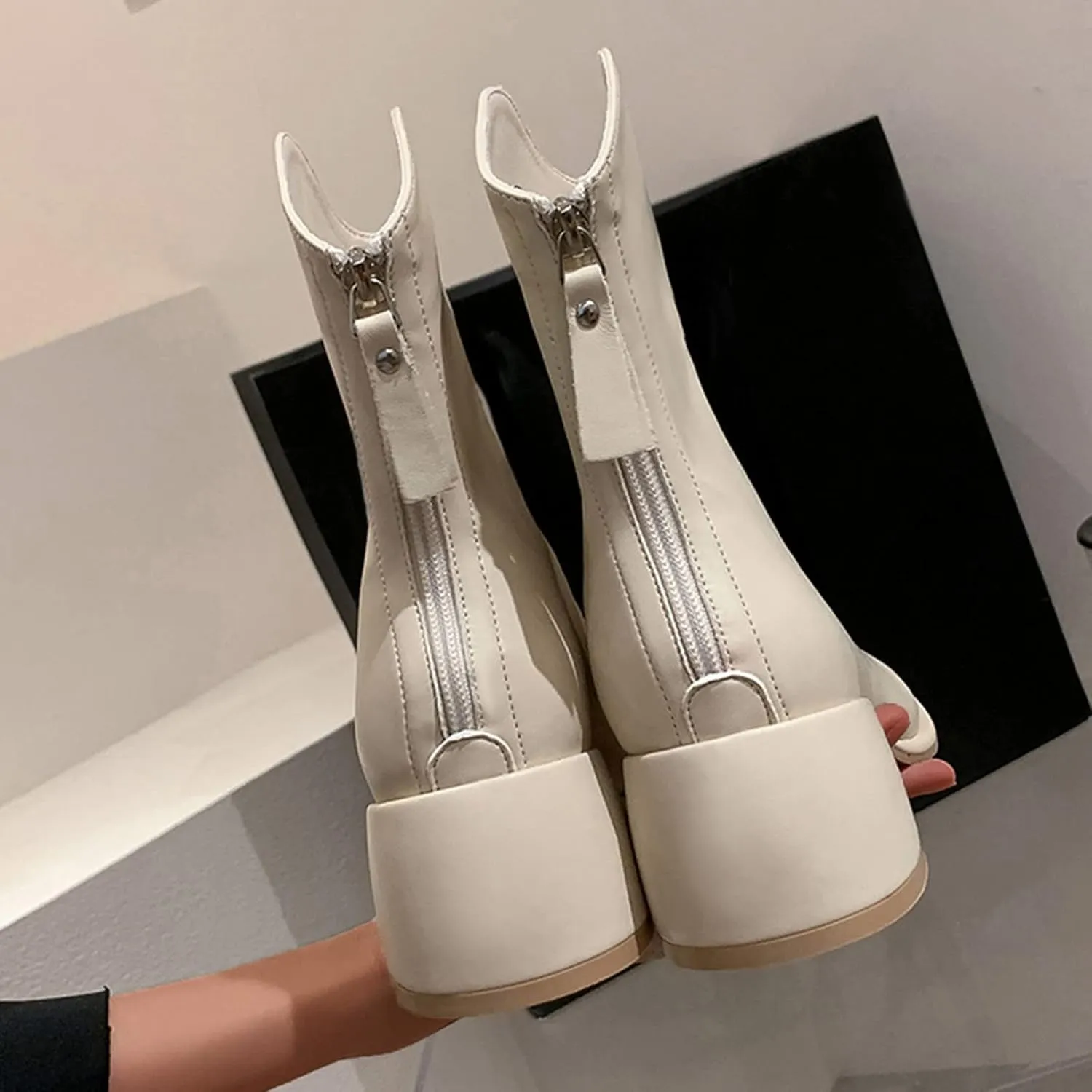 Gibobby Cowgirl Boots Women Knee Length Boots Retro Combat Knight Boots Closed Toe Motorcycle Low Heel Outdoor Western Shoes 52