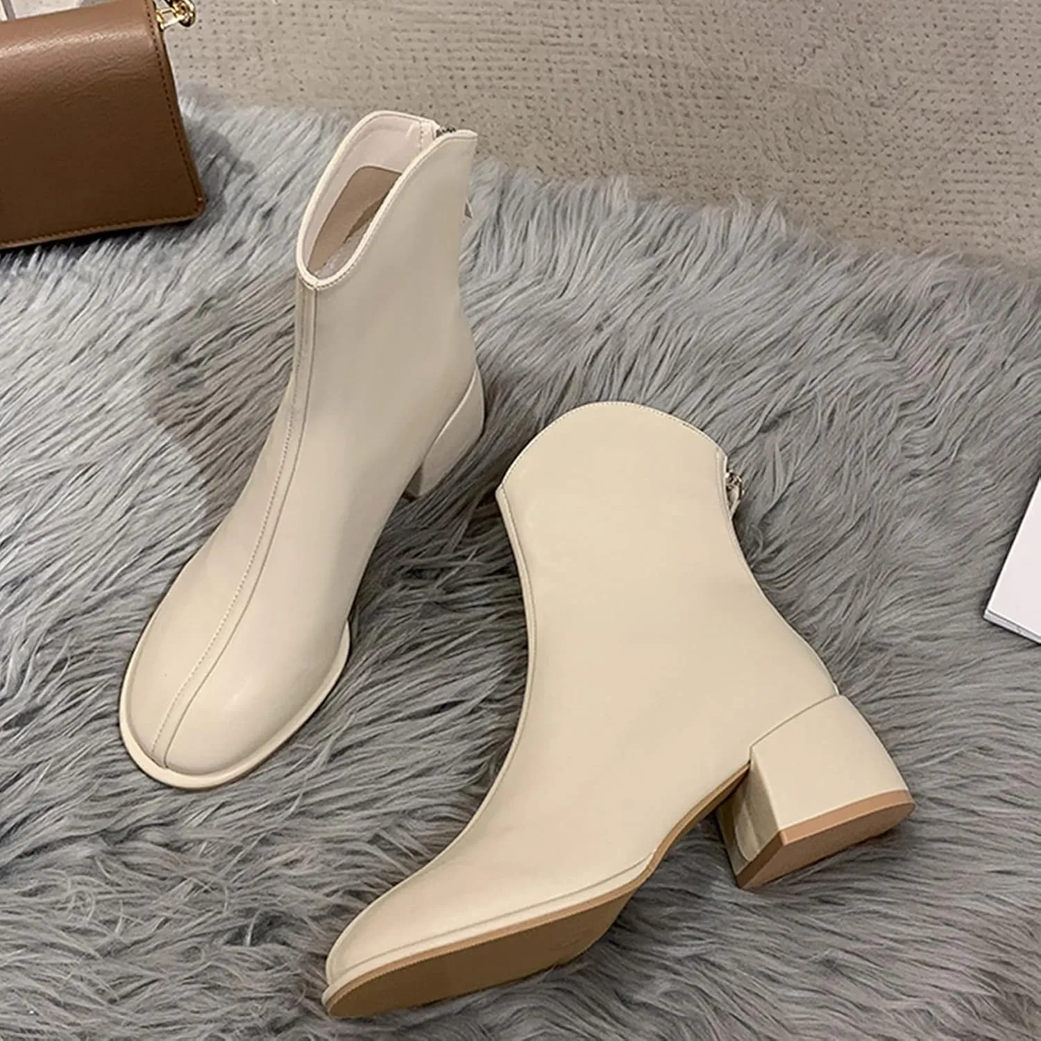 Gibobby Cowgirl Boots Women Knee Length Boots Retro Combat Knight Boots Closed Toe Motorcycle Low Heel Outdoor Western Shoes 52