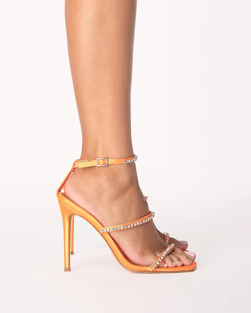 GIULIANA - TANGERINE SATIN-DIAMANTE