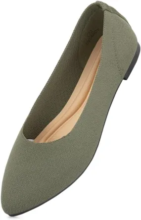 Herstyle Women's Flats – Dressy Pointed Toe Knit Ballet Flat Shoes with Memory Foam | Slip-On, Foldable & Comfortable for Work, Office, Party & Travel (2025 Trend)